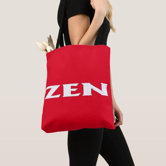 Zen white red shoulder tote bag (Close Up)