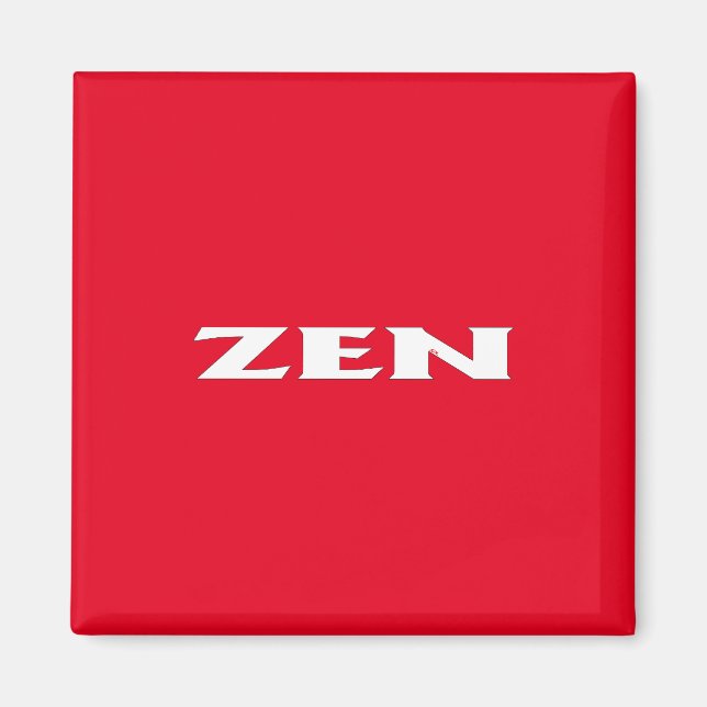 Zen white red square magnet (Front)