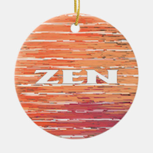 Zen white reeds round ceramic ornament
