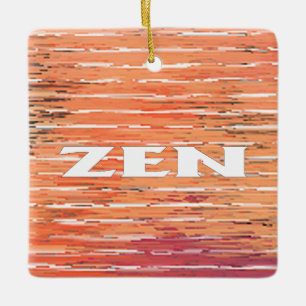 Zen white reeds square ceramic ornament