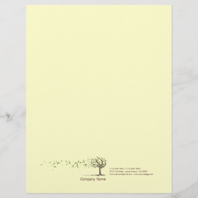 Zen Wind Tree With Leaves Yellow Letterhead (Front)
