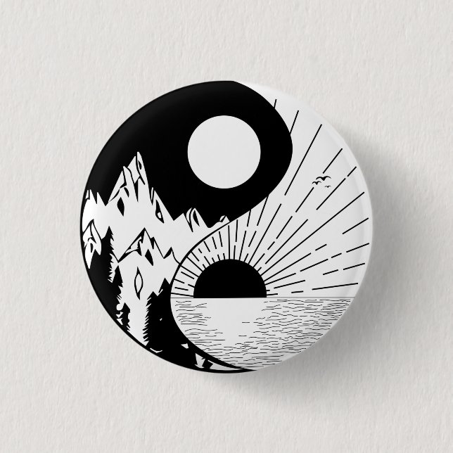 Zen Yin Yang Black White 3 Cm Round Badge (Front)