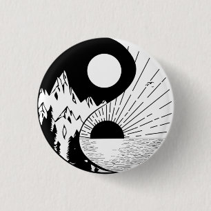 Zen Yin Yang Black White 3 Cm Round Badge
