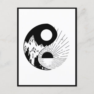 Zen Yin Yang Black White Postcard