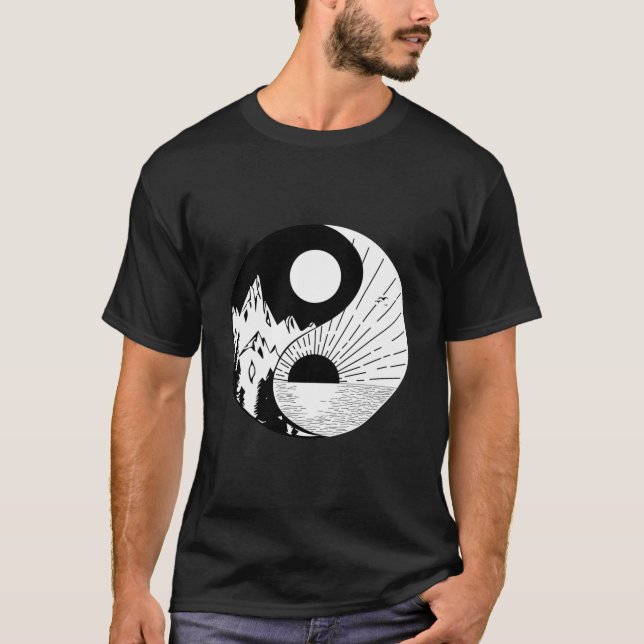 Zen Yin Yang Black White T-Shirt (Front)