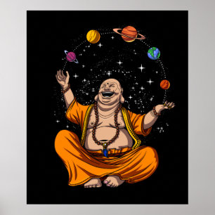 Zen Yoga Buddha Judha Space Planets Meditation Poster