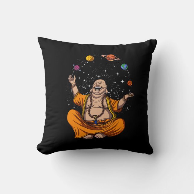 Zen Yoga Buddha Juggling Space Planets Meditation Cushion (Front)