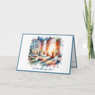 Zen Yoga Class Spiritual Mindfulness Watercolor Card
