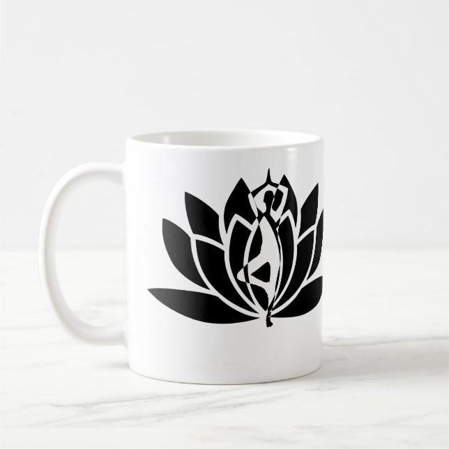 Zen Yoga Lotus Flower Spiritual Namaste Coffee Mug (Left)
