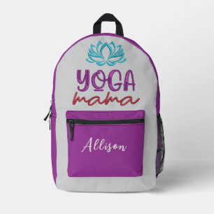 Zen Yoga Lotus Flower "Yoga Mama" Quote Customise Printed Backpack