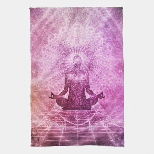 Zen Yoga Meditation Chakra Chi Energy Tea Towel (Vertical)