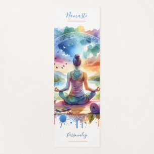 Zen Yoga Meditation in Nature Pastel Watercolor Mat