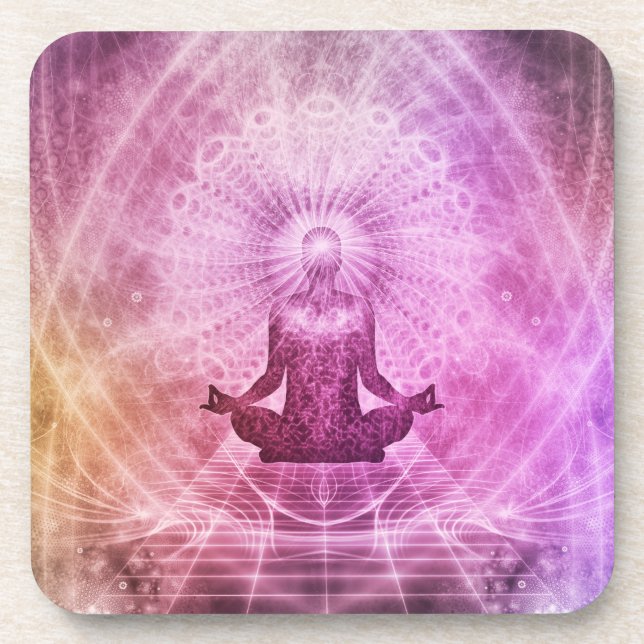 Zen Yoga Meditation Lotus Spiritual Coaster (Front)