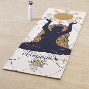 Zen Yoga Pose Meditation Gold Sun Personalize Mat