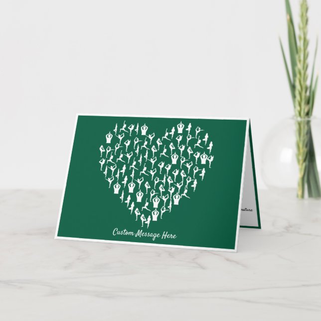 Zen Yoga Poses Heart Design Note Card (Front)