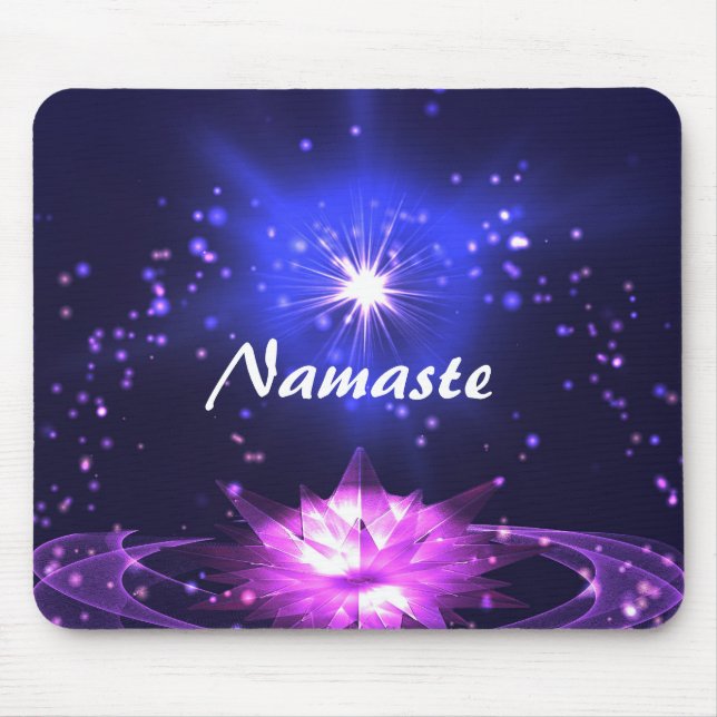 Zen Yoga Purple Crystal Lotus & Star Mouse Pad (Front)