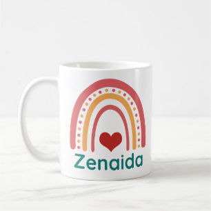 Zenaida Name Vintage Boho Rainbow Coffee Mug