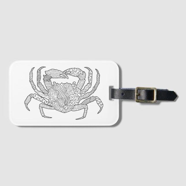 Zendoodle Crab Luggage Tag (Front Horizontal)