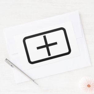 Zener Card   Plus Sign Rectangular Sticker