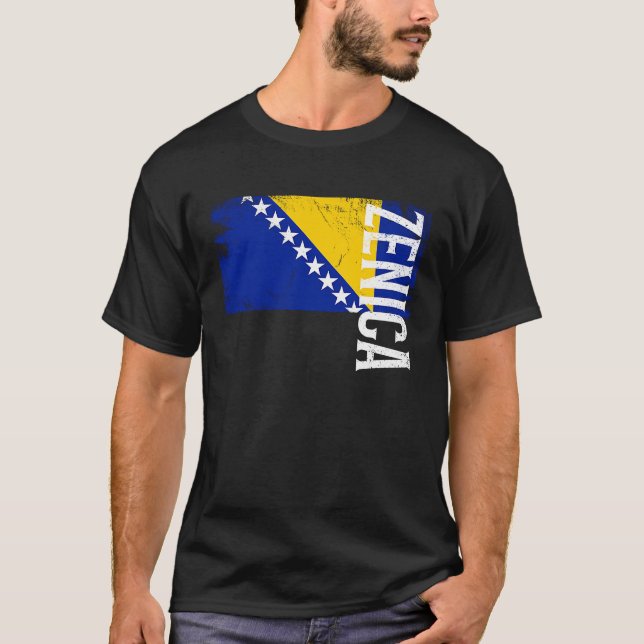 Zenica Bosnia Flag For Bosnian Men Women Kids  1 T-Shirt (Front)