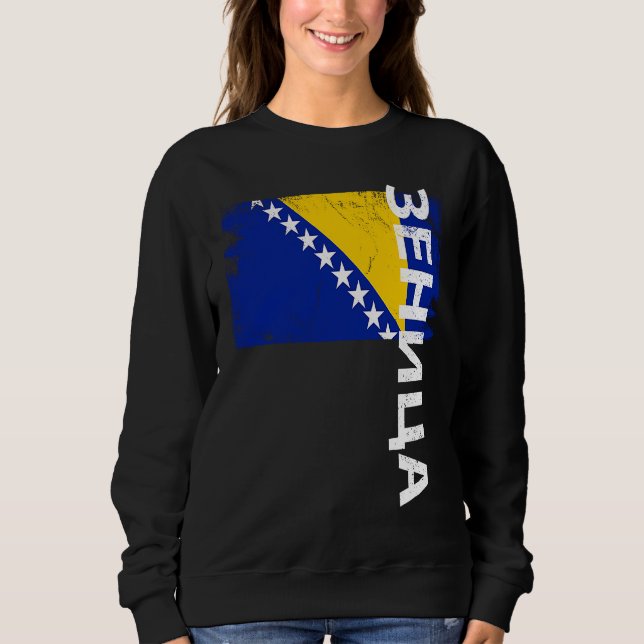 Zenica Bosnia Flag For Bosnian Men Women Kids Sweatshirt (Front)