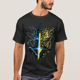Zenitsu Thunder God Katana - Blue & Yellow Lightni T-Shirt