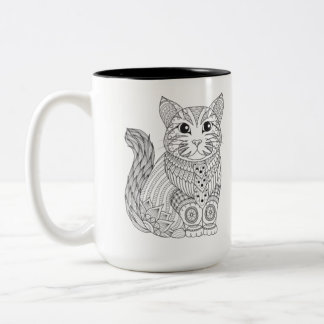 Zentangle Cat Mug | Mandala Cat Coffee Mug for Cat
