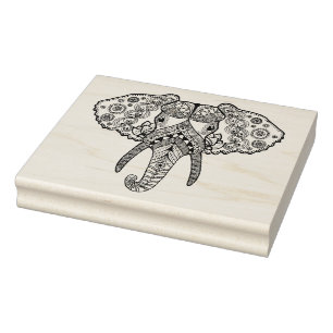 Zentangle Inspired Elephant 2 Rubber Stamp