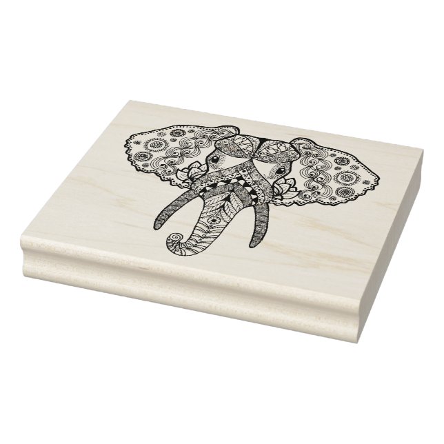 Zentangle Inspired Elephant 2 Rubber Stamp (Stamp)