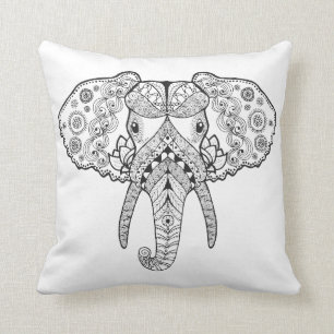 Zentangle Inspired Elephant Cushion