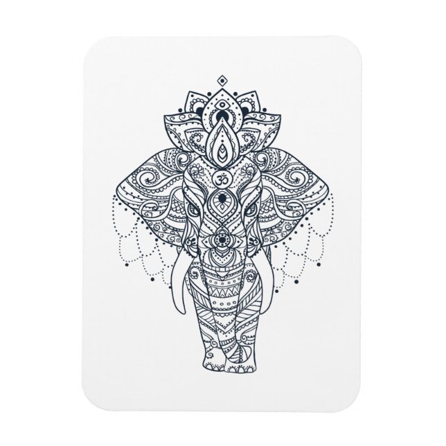 Zentangle Inspired Elephant Magnet (Vertical)