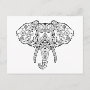 Zentangle Inspired Elephant Postcard