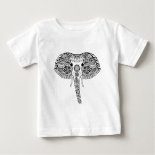 Zentangle Inspired Indian Elephant Baby T-Shirt