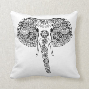 Zentangle Inspired Indian Elephant Cushion