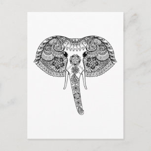 Zentangle Inspired Indian Elephant Postcard