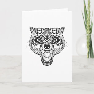 Zentangle Inspired Wolf Card