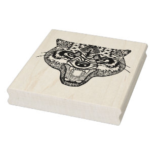 Zentangle Inspired Wolf Rubber Stamp