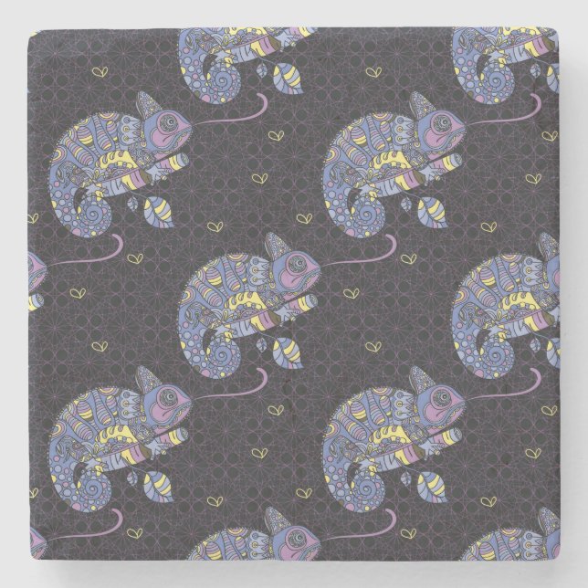 Zentangle Lizard Stone Coaster (Front)