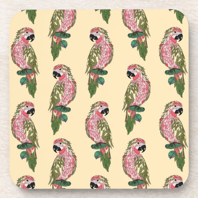 Zentangle Style Parrots Coaster (Front)