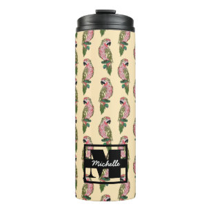 Zentangle Style Parrots   Monogram Thermal Tumbler