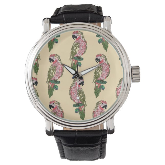 Zentangle Style Parrots Watch (Front)
