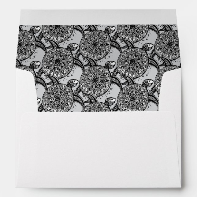 Zentangle Style Turtle Pattern Envelopes (Back (Bottom))