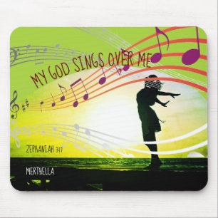 Zephaniah 3:17 MY GOD SINGS OVER ME Personalised Mouse Pad