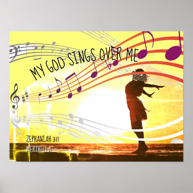 Zephaniah 3:17 | MY GOD SINGS Personalised YELLOW Poster (Front)
