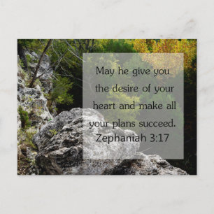 Zephaniah 3:17 Scripture Card, Woods Postcard