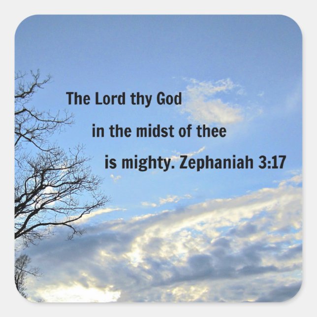 Zephaniah 3:17 square sticker (Front)
