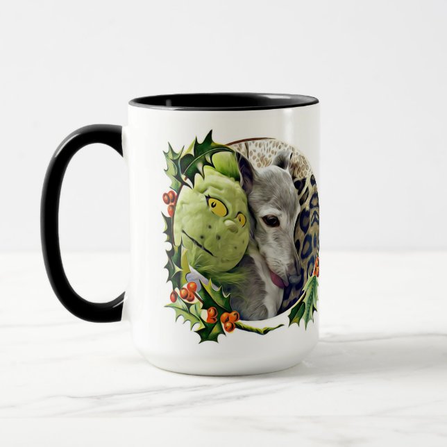 Zephyr the Italian Greyhound Holiday Mug (Left)