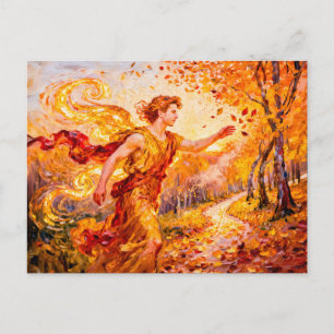 Zephyros God of the Western Wind from Greek Mythol Postcard