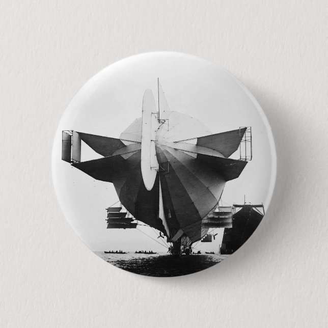Zeppelin Airship  1908 6 Cm Round Badge (Front)