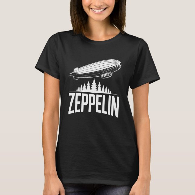Zeppelin Airship Above Forest T-Shirt (Front)